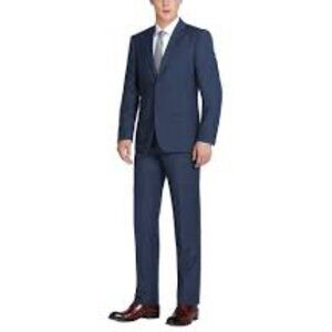 Verno 201-19 Men's Flat Front 2-Piece Single Breasted Notch Lapel Suit Blue NWT